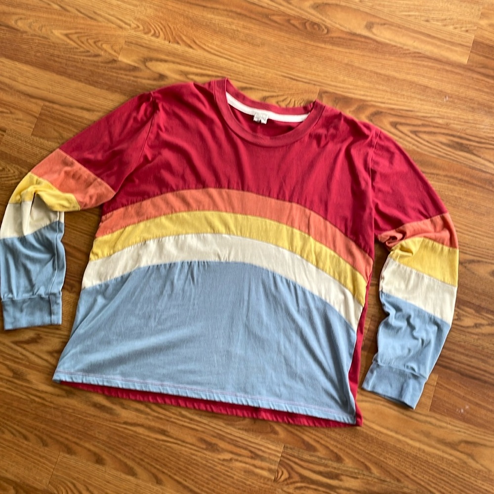 Camp collection, rainbow, color block, retro long sleeve T-shirt XXL